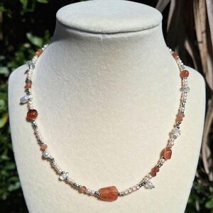 Sunstone, Quartz, Pearl Necklace ~ Artisan Jewelry